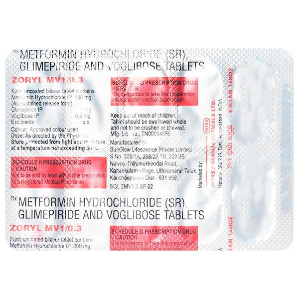 Zoryl MV 1/0.3mg Tablet 10'S