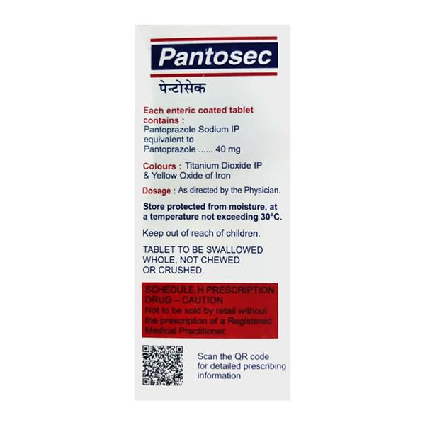 Pantosec 40mg Tablet 10'S