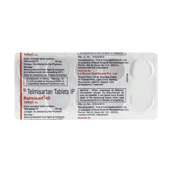 Relmisart 40mg Tablet 10'S