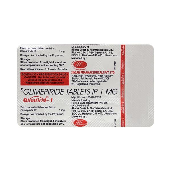 GLIMFIRST 1mg Tablet 15's