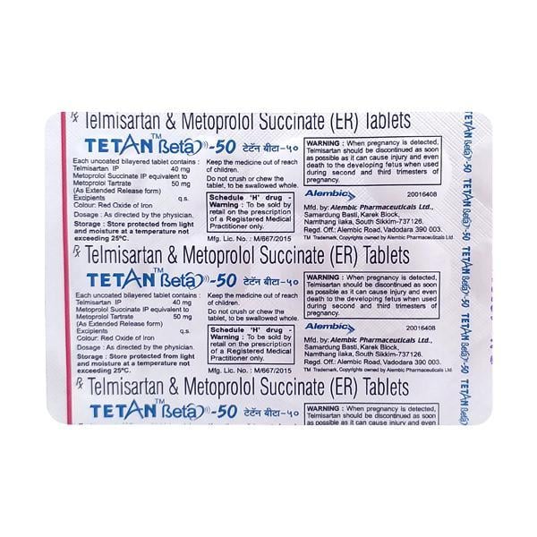 Tetan Beta 50mg Tablet 15'S