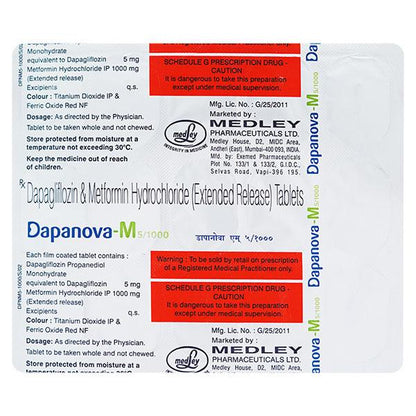 DAPANOVA M 5/1000 Tablet 15's