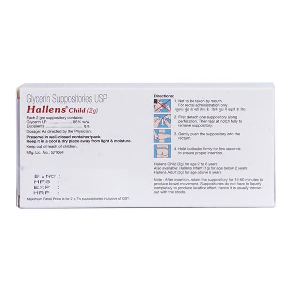 HALLENS CHILD (2G) Suppositories 7's