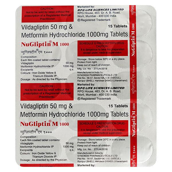 NUGLIPTIN M 1000mg Tablet 15's