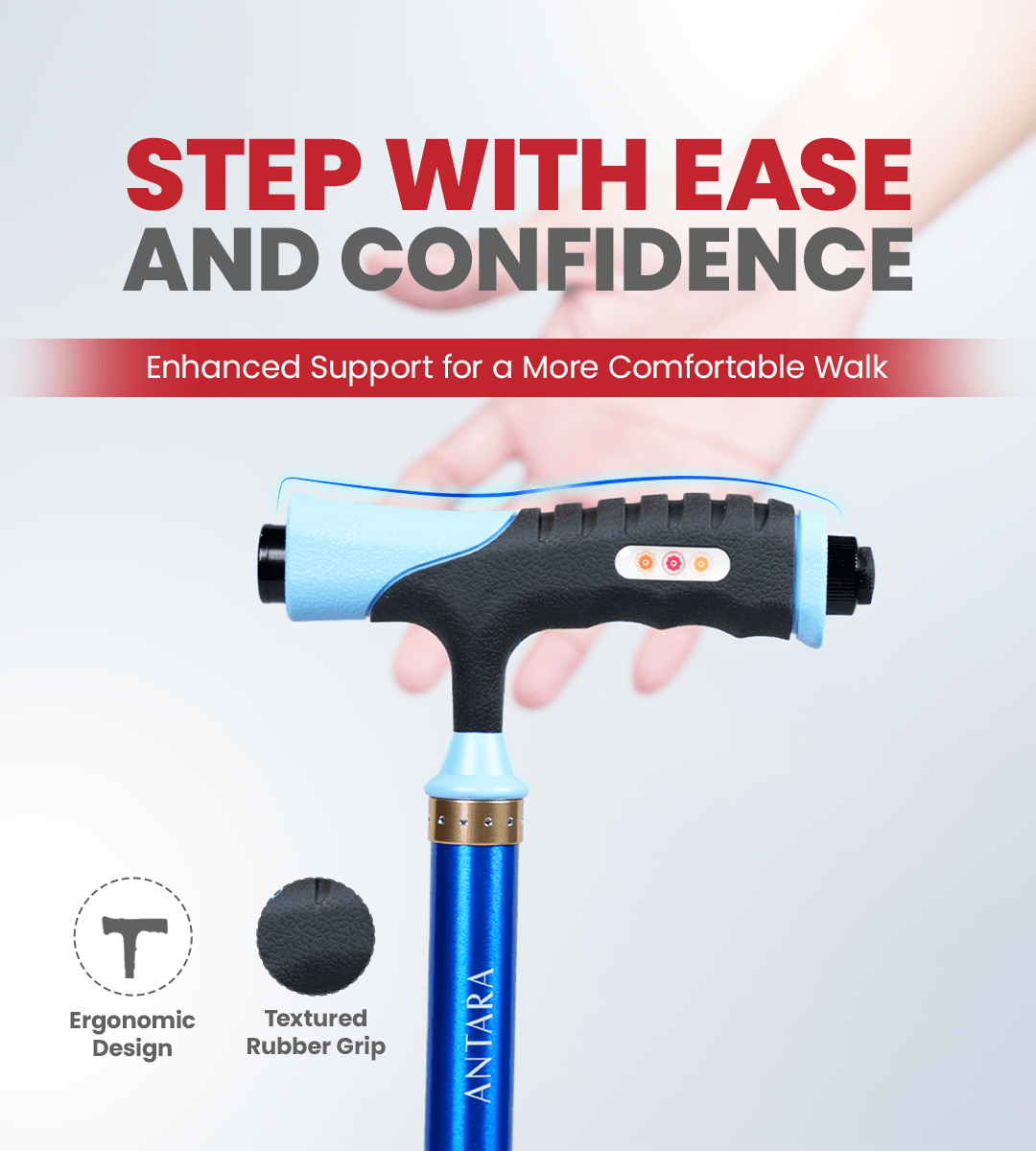 Unibase Lumina Walking Stick (Blue) - Global Surgicals