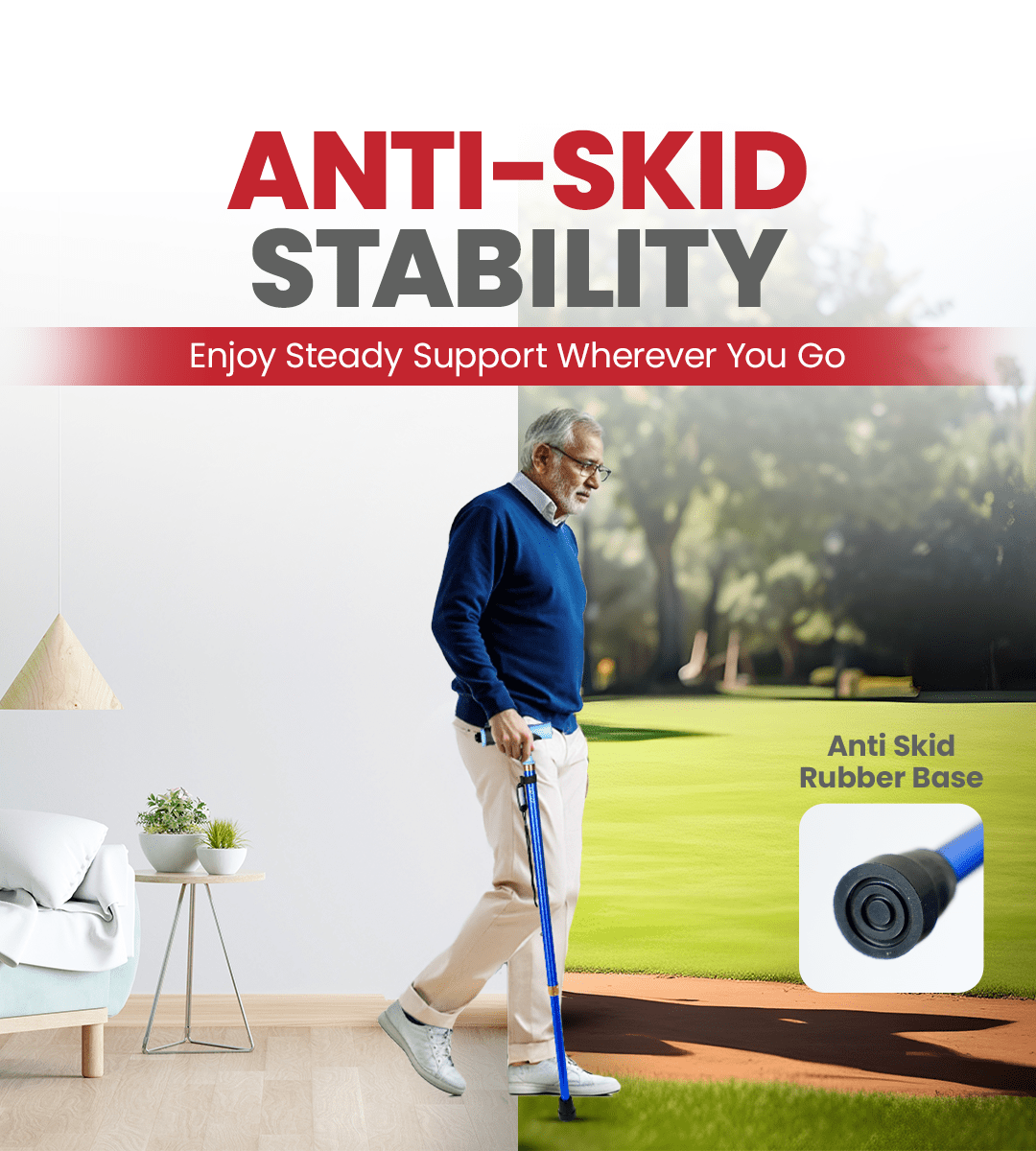 Unibase Lumina Walking Stick (Blue) - Global Surgicals