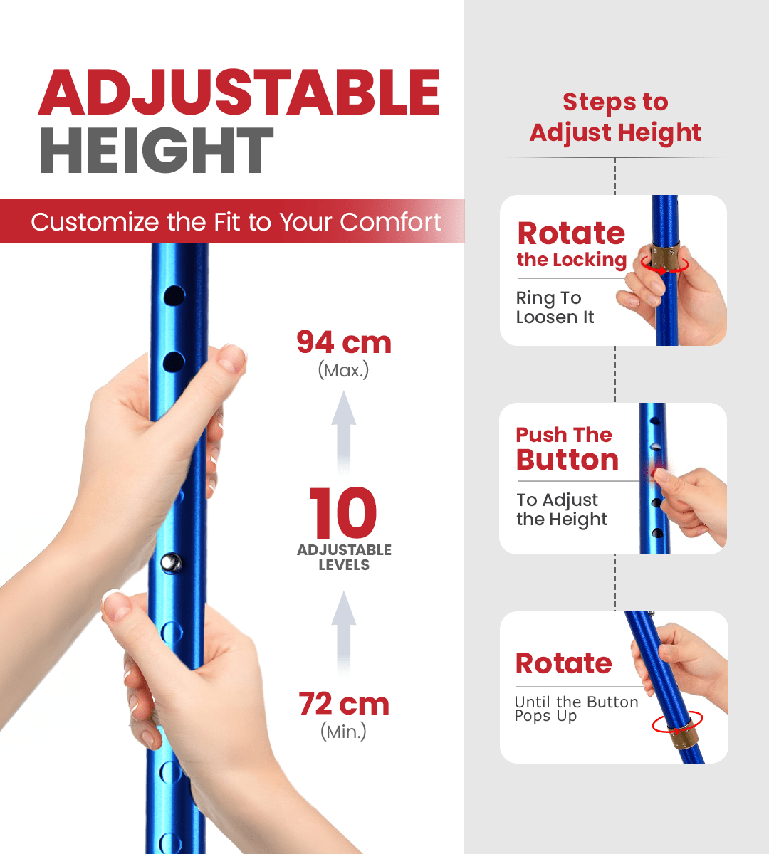 Unibase Lumina Walking Stick (Blue) - Global Surgicals