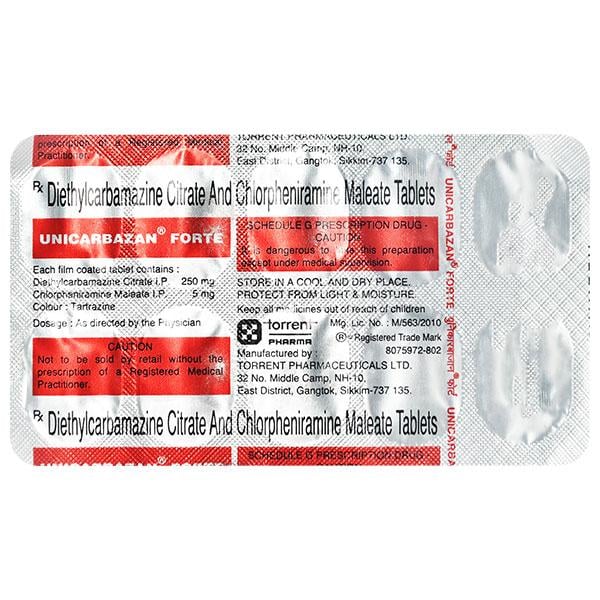UNICARBAZAN FORTE Tablet 10's - Global Surgicals