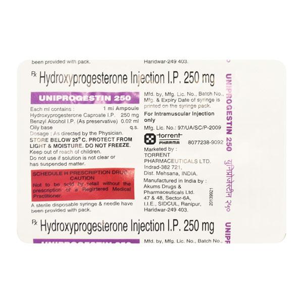 UNIPROGESTIN 250 Injection 1ml - Global Surgicals