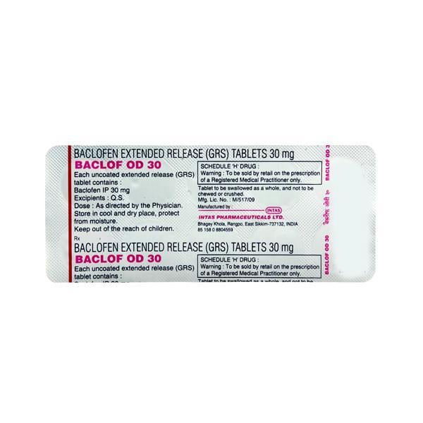 Baclof OD 30mg Tablet 10'S