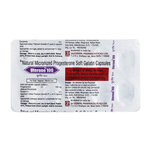 Uterone 100mg Capsule 10'S - Global Surgicals
