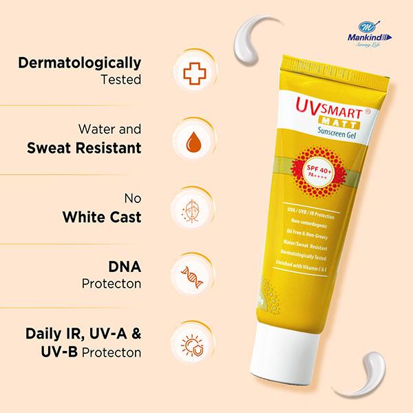 UVSMART MATT SPF 40+ PA++++ Sunscreen Gel 50gm - Global Surgicals