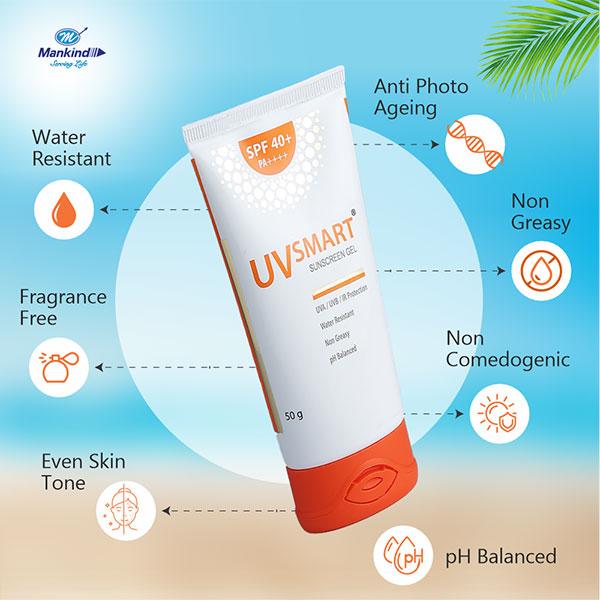 Uvsmart SPF 40+ PA++++Sunscreen Gel 50gm - Global Surgicals