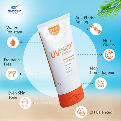 Uvsmart SPF 40+ PA++++Sunscreen Gel 50gm - Global Surgicals