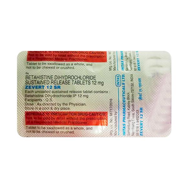 Zevert SR 12mg Tablet 14'S