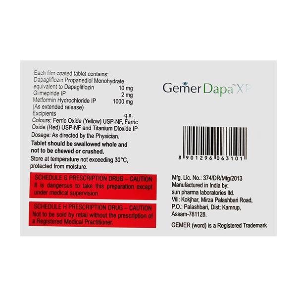 GEMER DAPA XR 10/2/1000 Tablet 7's