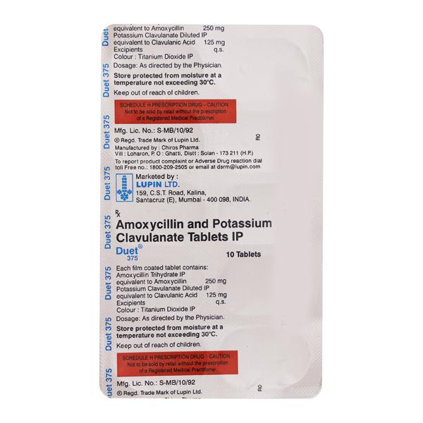 Duet 375mg Tablet 10'S