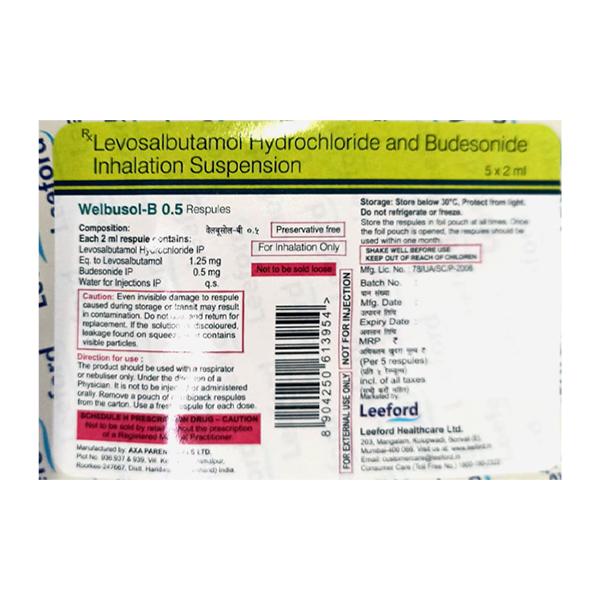 WELBUSOL B 0.5 Respules 5x2.5ml