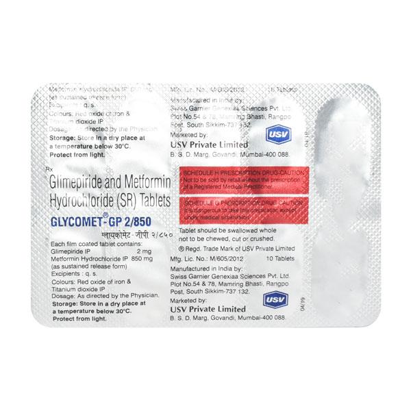 Glycomet GP 2/850mg Tablet 10'S
