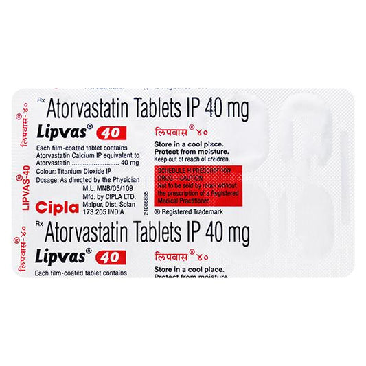 Lipvas 40mg Tablet 10'S