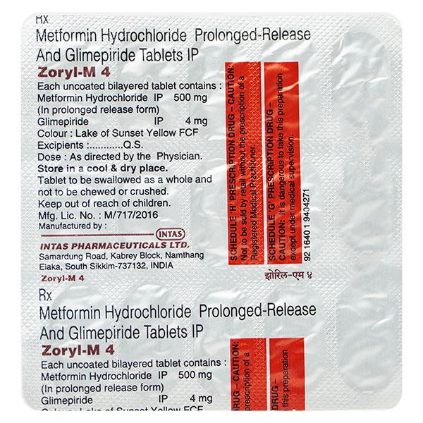 ZORYL M 4mg Tablet 15's