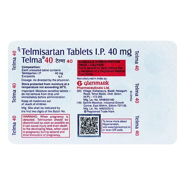 Telma 40mg Tablet 15'S