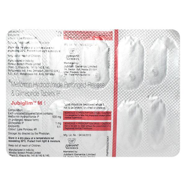 Jubiglim M 1mg/500mg Tablet 10'S