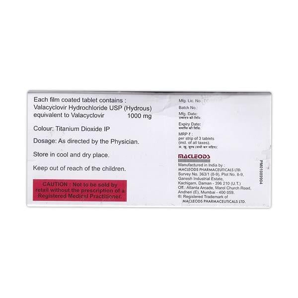 Valamac 1000mg Tablet 3'S - Global Surgicals