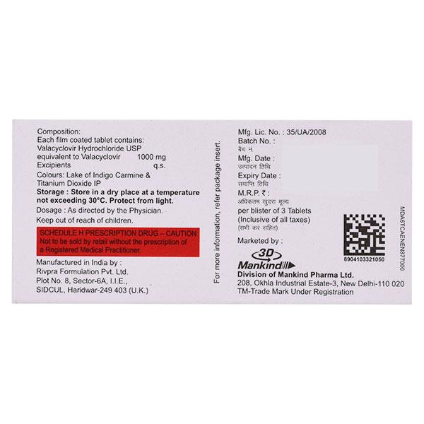 Valanext 1000mg Tablet 3'S - Global Surgicals