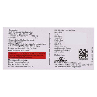Valanext 1000mg Tablet 3'S - Global Surgicals