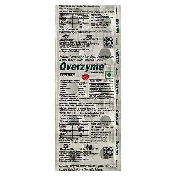 OVERZYME Sugar Free Tablet 10's