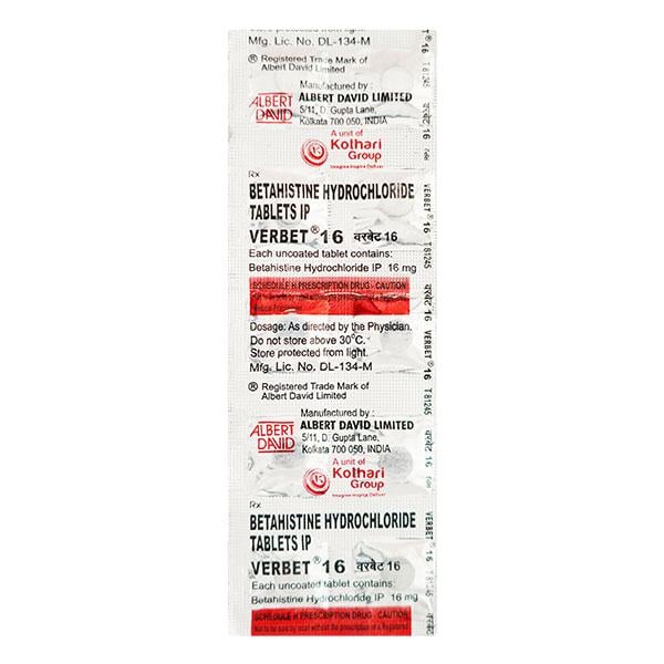 Verbet 16mg Tablet 10'S - Global Surgicals
