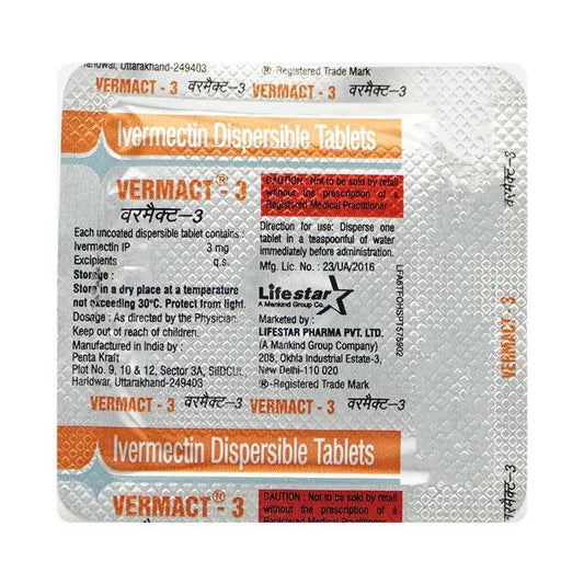 Vermact 3mg Tablet - Global Surgicals