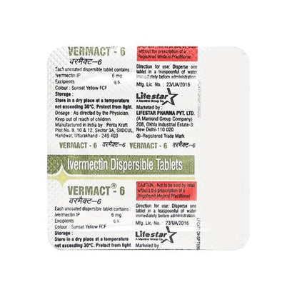 VERMACT 6 Tablet 4's - Global Surgicals