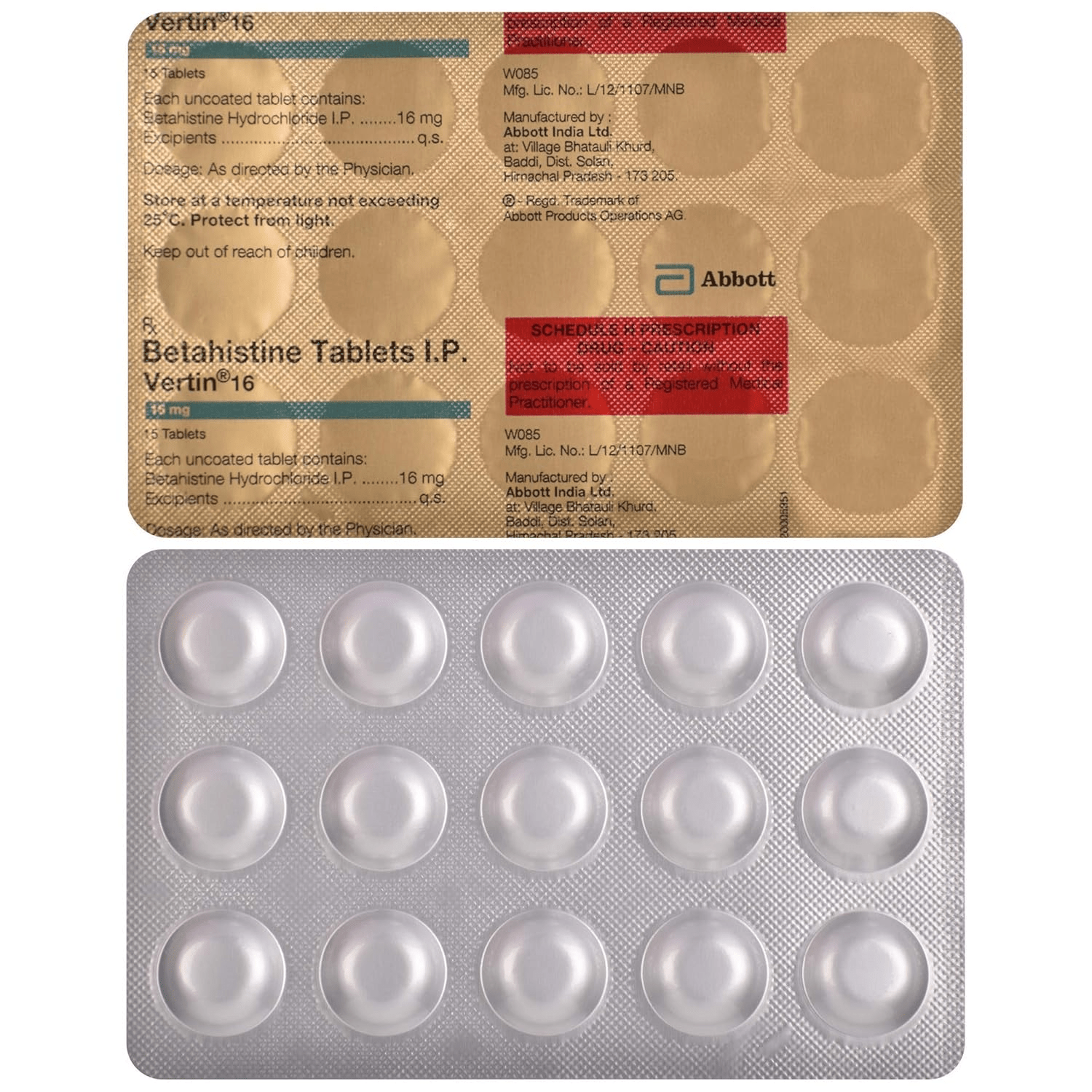 Vertin 16mg Tablet 15's - Global Surgicals