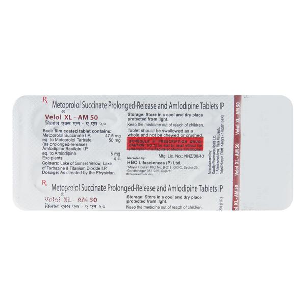 Velol XL AM 50mg Tablet 10'S