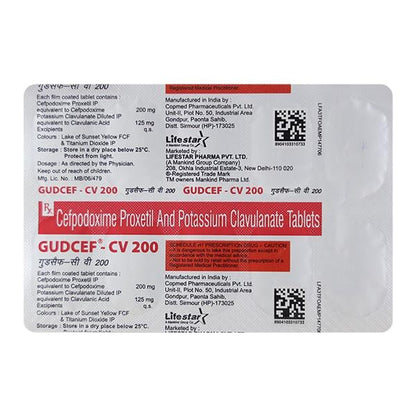 Gudcef CV 200mg Tablet 10'S