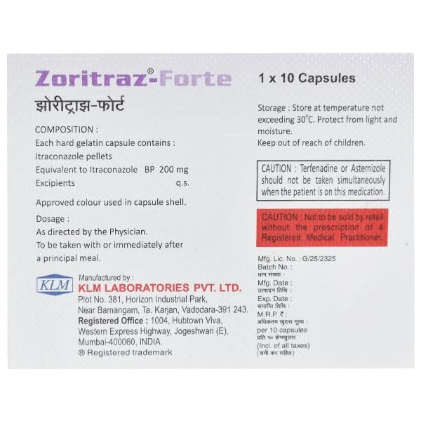 ZORITRAZ FORTE 200mg Capsule 10's
