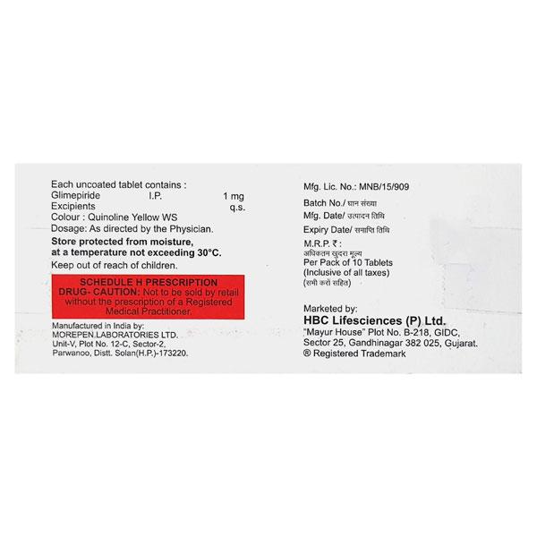 Glimicure 1mg Tablet 10'S