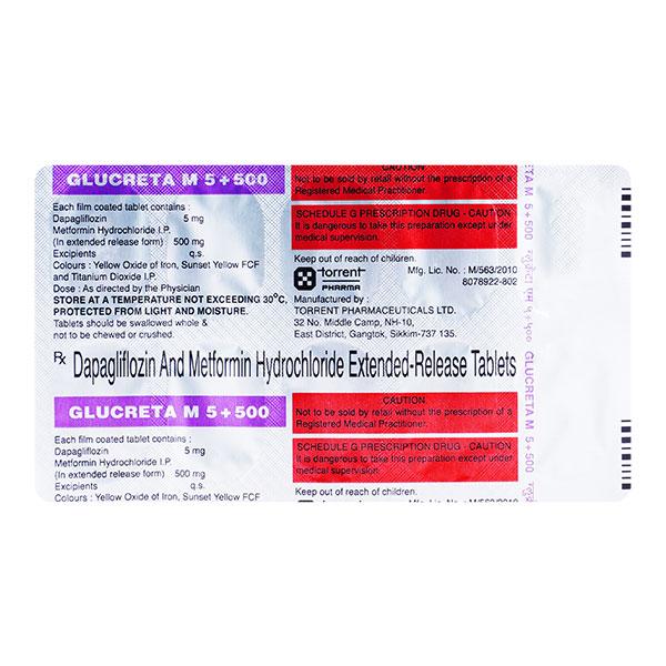GLUCRETA M 5 + 500 Tablet 10's