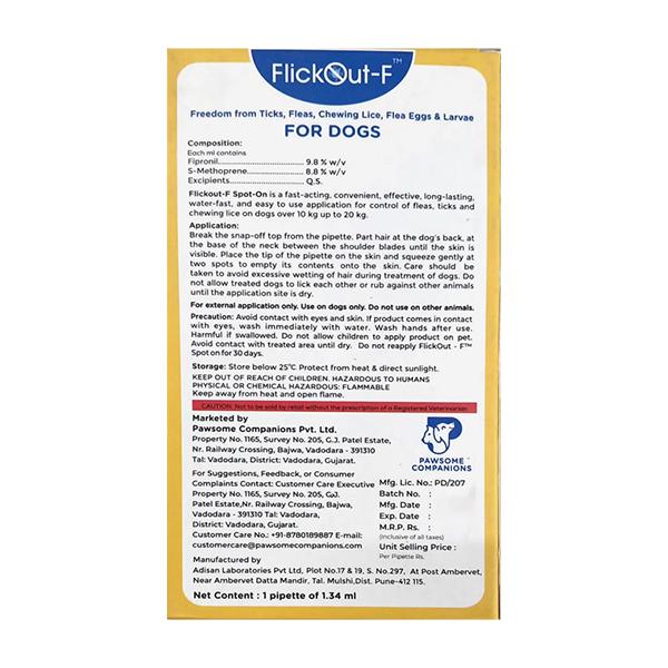 FLICKOUT F SPOT ON (VET) FOR DOGS 10-20KG Liquid 1.34ml