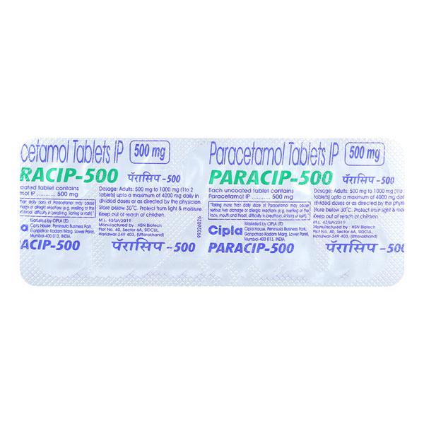 Paracip 500mg Tablet 10'S