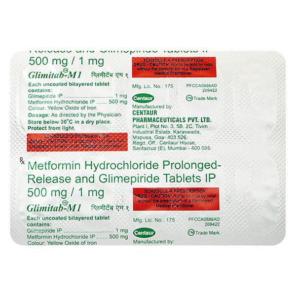 Glimitab M 1mg Tablet 10'S