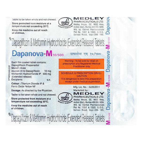 DAPANOVA M 10/500 Tablet 15's
