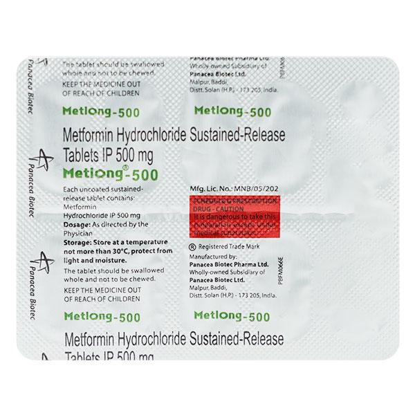 Metlong 500mg Tablet 10'S