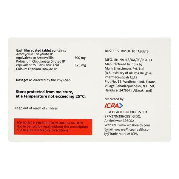 ICPAMOX CV 625 Tablet 10's