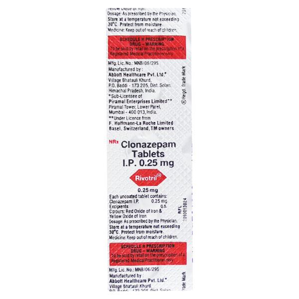 Rivotril 0.25mg Tablet 10'S