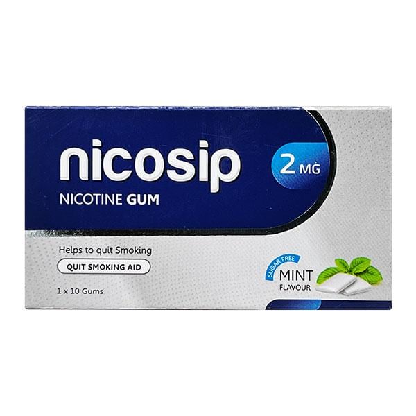 NICOSIP SUGAR FREE MINT FLAVOUR 2mg Gum 10's