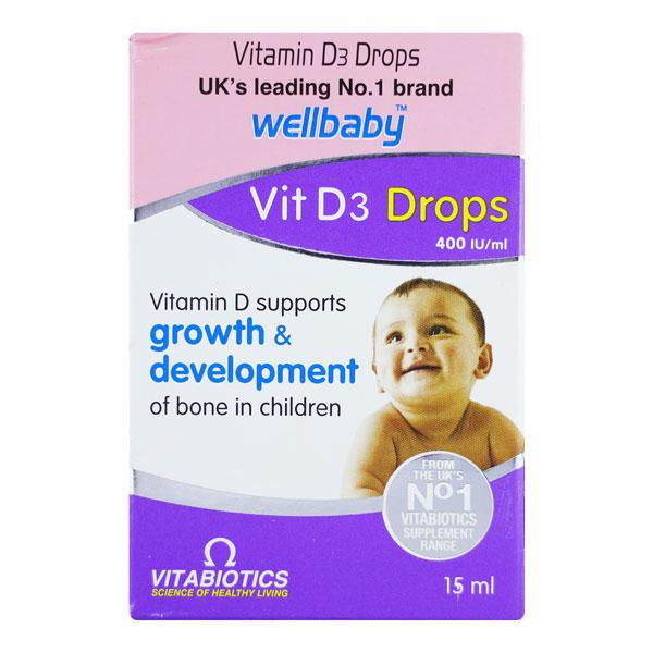 WELLBABY VIT D3 400IU Drops 15ml - Global Surgicals