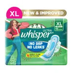 Whisper Ultra Upto No Gap No Leaks Sanitary Pads XL 15 Count